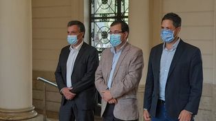 Marcos Romero, director de Seguridad Deportiva, junto a Ignacio Astore y Rodolfo Di Polina.