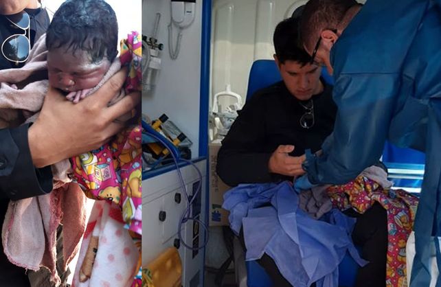 La pequeña asistida por los policías en Reconquista.
