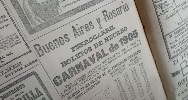 En marzo de 1905 el Diario La Capital exhibe una gran pieza publicitaria de promoción de los pasajes de recreo para el Carnaval.&nbsp; 
