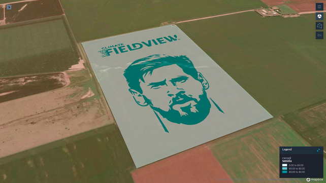 La figura de Lionel Messi en diferentes lotes a lo largo del territorio nacional utilizando la agricultura de precisión.
