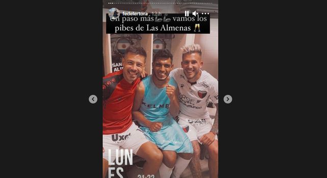 El festejo íntimo de los jugadores de Colón en San Juan