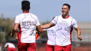 &nbsp;Panchito González, sonriente en una de las dos prácticas de Newells en las que participó, al igual que Sforza y Glavinovich.&nbsp;