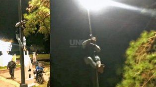 Sin salida: un ladrón fue sorprendido y apresado cuando robaba una farola del Parque Juan de Garay