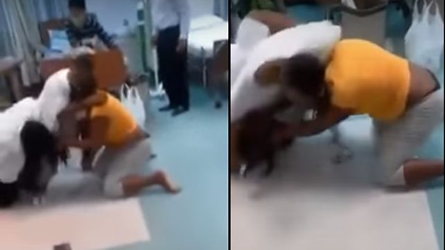 Se encontró con la amante de su marido en el hospital y la agarró a las trompadas