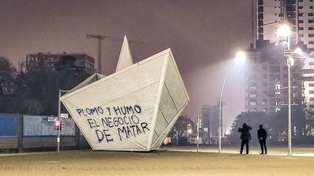 Plomo y humo el negocio de matar, la nueva frase pintada en el Barquito de Papel