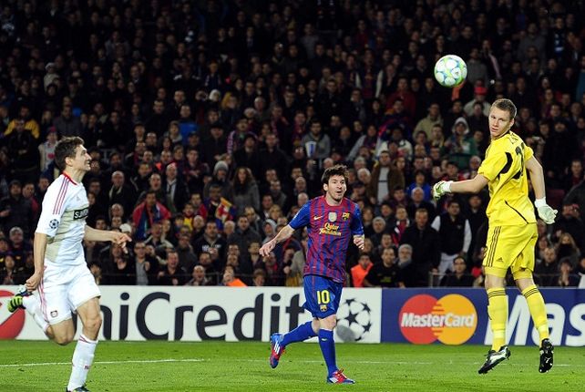 Con cinco goles de Messi, Barcelona vapuleó a Bayer Leverkusen y pasó a cuartos de final