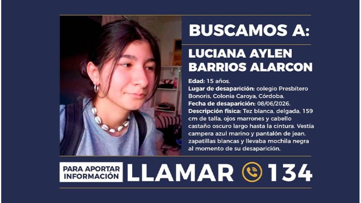Alerta Sofía por Luciana Barrios Alarcón, desaparecida en Colonia Caroya