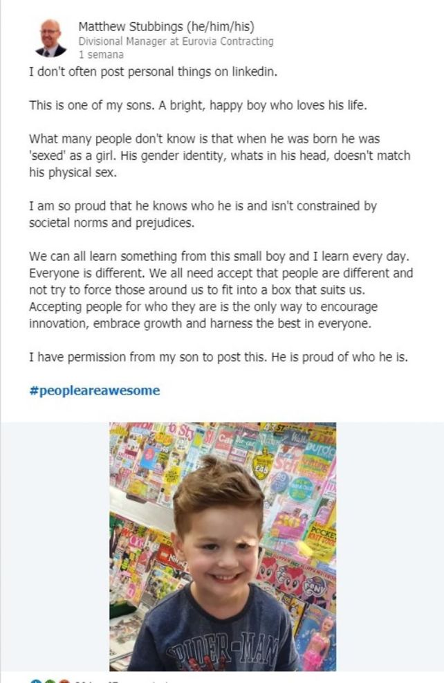 La carta del padre de un niño trans de 2 años: Estoy orgulloso de que sepa quién es
