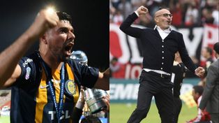 El festejo de Ortigoza en el título de la Copa Argentina y el de Paolo Montero en el triunfo en el Parque.