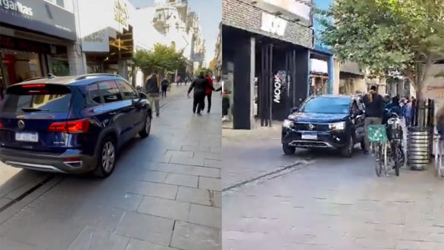 No quiso esperar el paso de la marcha docente: manejó una cuadra por la peatonal Córdoba