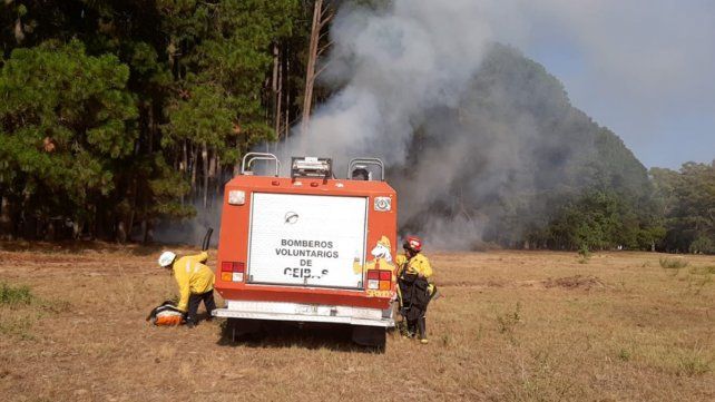 Bomberos Voluntarios de Ceibas acudieron el sábado y el domingo a apagar incendios en la estancia La Pellegrina. El lugar reportó al menos 15 en la temporada&nbsp;