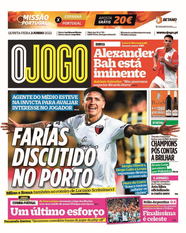 Colón: Porto inició las negociaciones por Facundo Farías