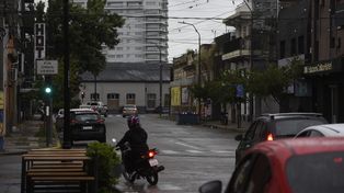 Calle Callao. Al fondo, la emblemática estación de ferrocarril Rosario Norte.