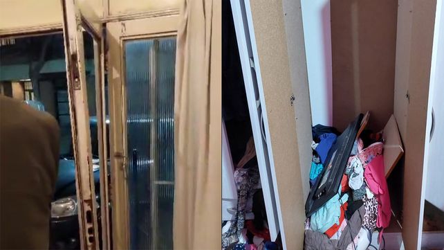 Los destrozos causados en el allanamiento en Ayacucho al 2200. 