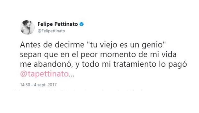 Felipe Pettinato destrozó a su papá: Antes de decirme mi viejo es un genio, sepan que...