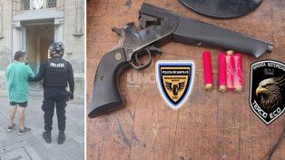 El detenido por violencia y el arma que se le secuestró