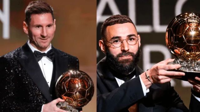 Lionel Messi ganó el Balón de Oro en siete ocasiones y va por el octavo. Benzema se quedó con el premio en 2022.