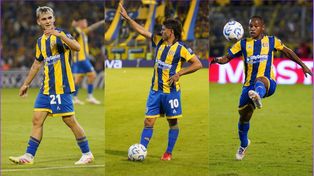 Santi López, Ignacio Malcorra y Jaminton Campaz, tres jugadores con buen pie en el Central de Holan.