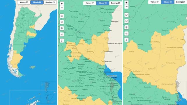 El área será afectada por lluvias y tormentas con abundante caída de agua