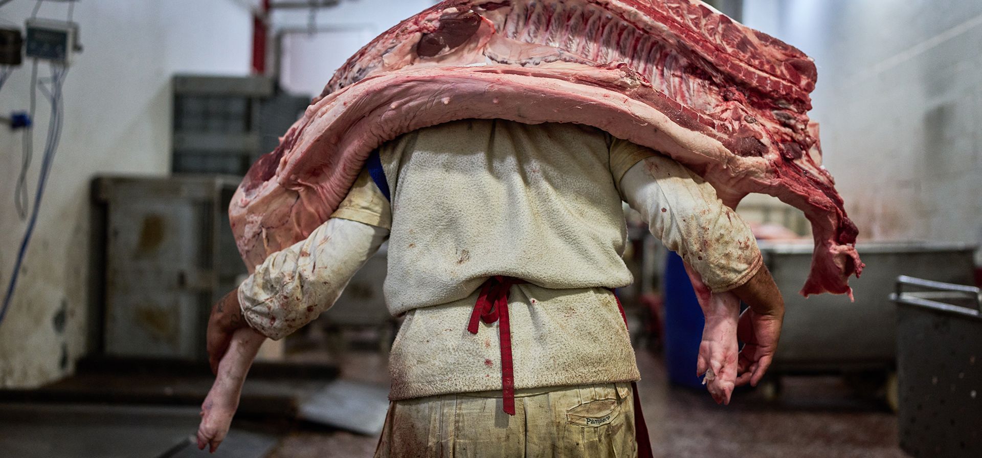 Un trabajador transporta carne de cerdo dentro de una carnicería en el mercado de Mataderos en Buenos Aires, Argentina, el jueves 14 de mayo de 2026. (Foto AP/Rodrigo Abd Un trabajador transporta carne de cerdo dentro de una carnicería en el mercado de Mataderos en Buenos Aires, Argentina, el jueves 14 de mayo de 2026. (Foto AP/Rodrigo Abd
