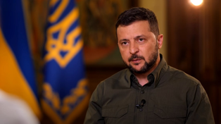 Zelensky durante la entrevista a la TV nacional que dio el domingo a la noche.&nbsp;
