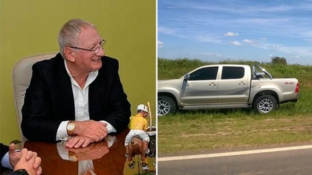 ejecutivo. La imagen de Benvenuto y de su camioneta Hillux en el lugar en que fue encontrada.