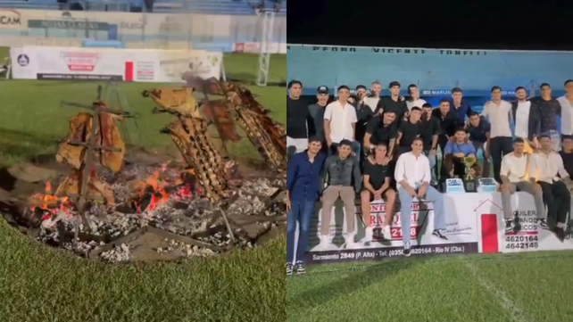 Con un asado desde el campo de juego