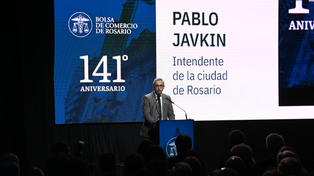 Pablo Javkin arremetió contra el gobierno nacional en su discurso en la Bolsa de Comercio.