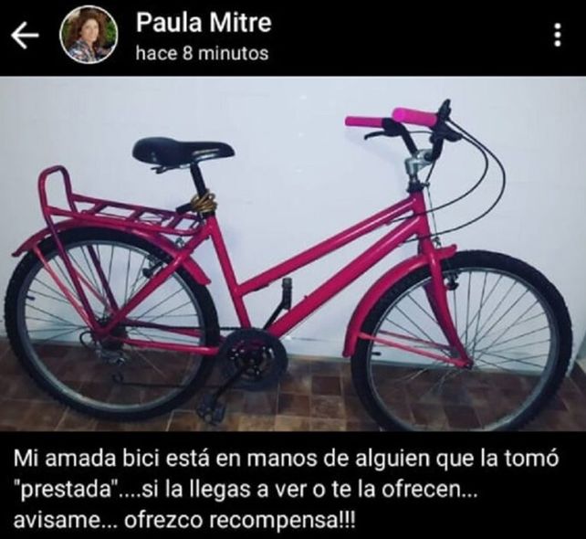 La bicicleta que le fue robada a una intendenta del noroeste santafesino.