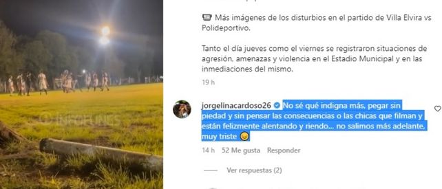 La esposa de Di María indignada ante un escándalo en la Copa Funes: jugadores a las piñas y mujeres arengando