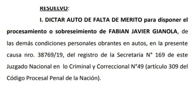 Fabián Gianola: dictan la falta de mérito en la causa por abuso sexual contra el actor