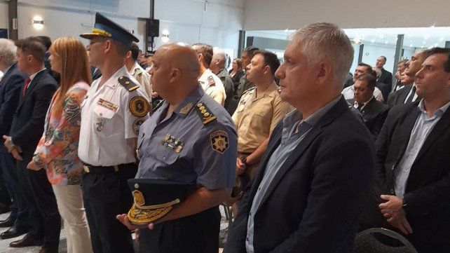 el doctor Papaleo en el acto por el aniversario de la Policía Federal.