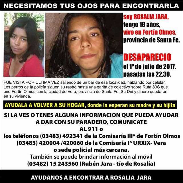 Buscamos a Rosalía Jara, la página de Facebook para poder encontrar a la joven