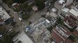Vista aérea de los restos de un edificio en el barrio Emperadores de Ciudad de México.