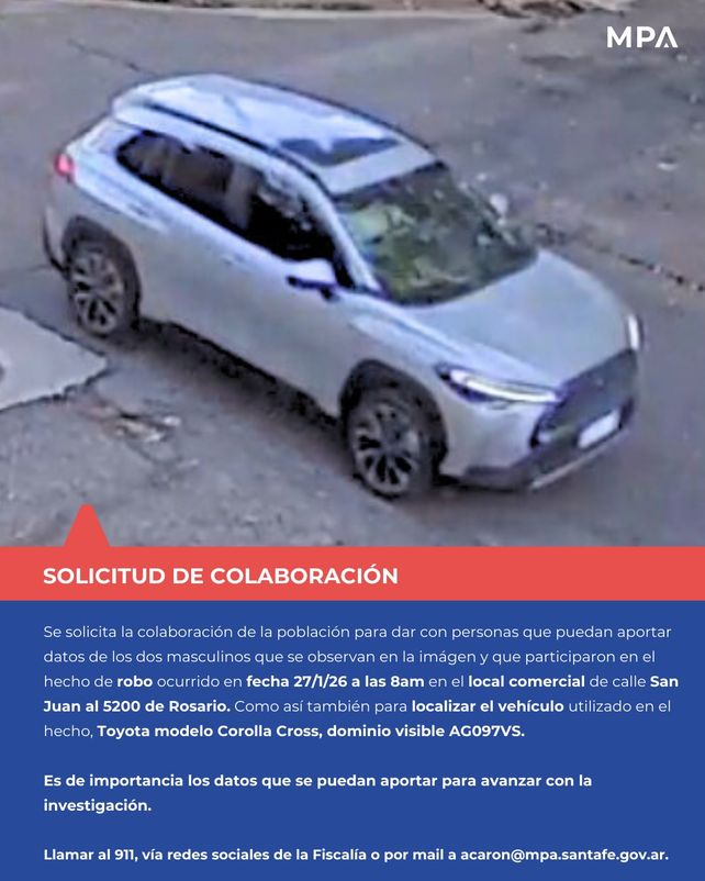 Asalto a pollería en Azcuénaga: buscan datos para hallar a dos sospechosos