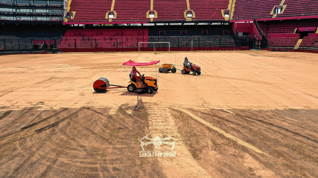 Así están las obras en el campo de juego del Brigadier López