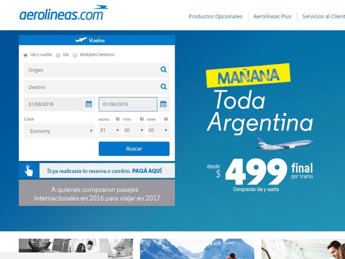 Aerolíneas Argentinas ofrecerá vuelos de cabotaje desde 341 pesos