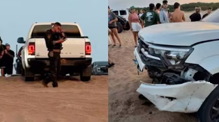 Así quedó la camioneta Amarok tras el choque múltiple en La Frontera, Pinamar, el pasado 12 de enero