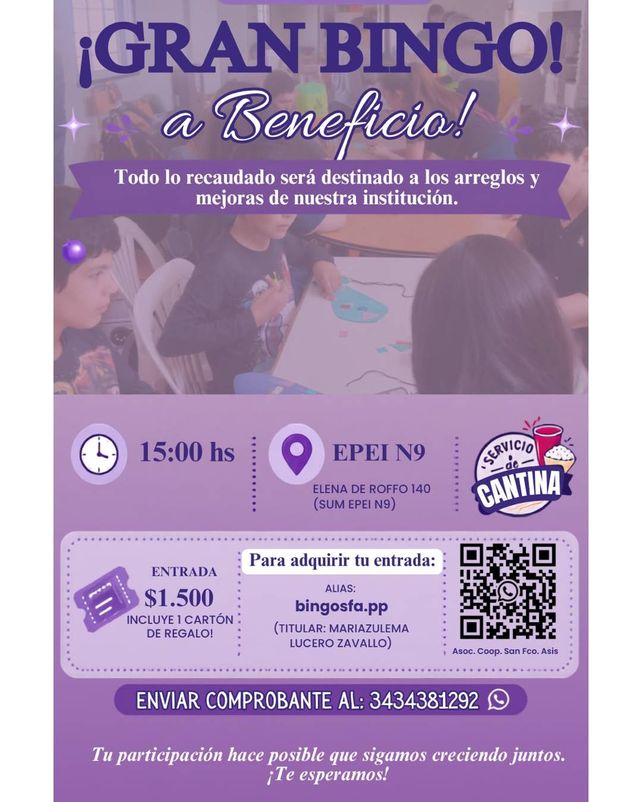 Gran bingo solidario a beneficio de la escuela San Francisco de Asís