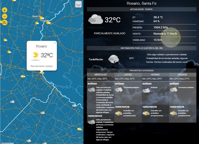 El Servicio Meteorológico prevé tormentas fuertes para Rosario y la región