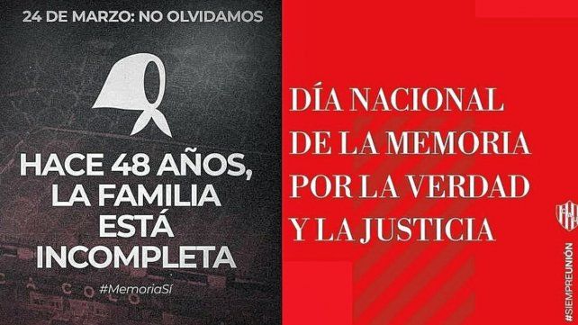 Los mensajes de Colón y Unión por el Día de la Memoria, Verdad y Justicia