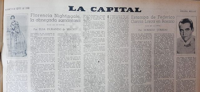 Estampa de Federico García Lorca en Rosario, nota del periodista Horacio Correa, publicada en agosto de 1946. 