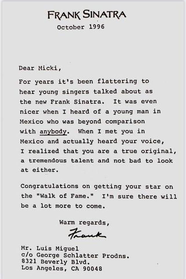 Luis Miguel y Frank Sinatra: una canción, un disco, una invitación y una carta