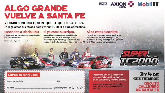 Este jueves DIARIO UNO te regala tu entrada para ver el SÚPER TC 2000