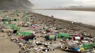 Una inmensa ola de basura amenaza la playa virgen de Sao Conrado en Brasil