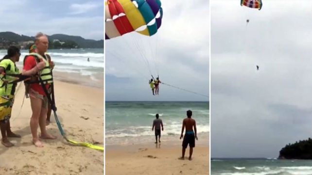 Un turista se cayó de un paracaídas y murió: la esposa grabó todo