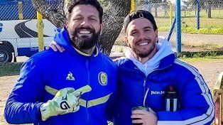 Giovani Lo Celso junto a Jorge Broun en la práctica de Central.