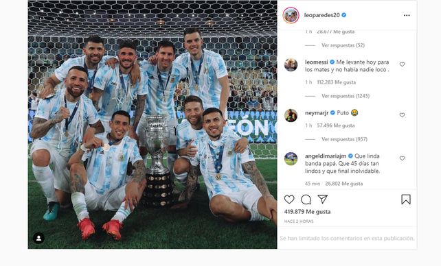 Messi y sus compañeros siguen festejando a la distancia por las redes sociales