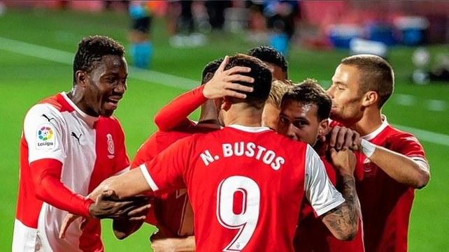 Nahuel Bustos marcó sus dos primeros goles para el Girona Nahuel Bustos marcó sus dos primeros goles para el Girona