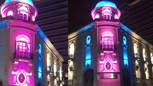La ONG Luz del Cielo logró el encendido de rosa y celeste de los edificios de Rosario en 2023